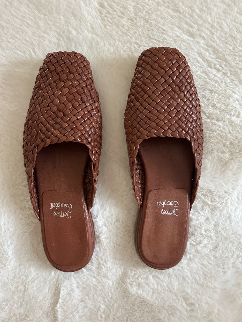 Jeffrey Campbell Brown Woven Leather Mules